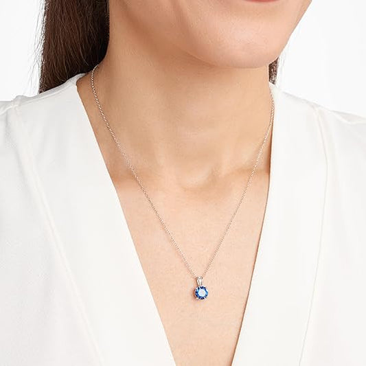 Collar Zafiro Corte Redondo | Oro Blanco