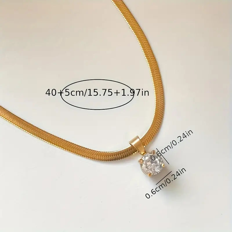Collar Colgante Elegante con Strass | Oro