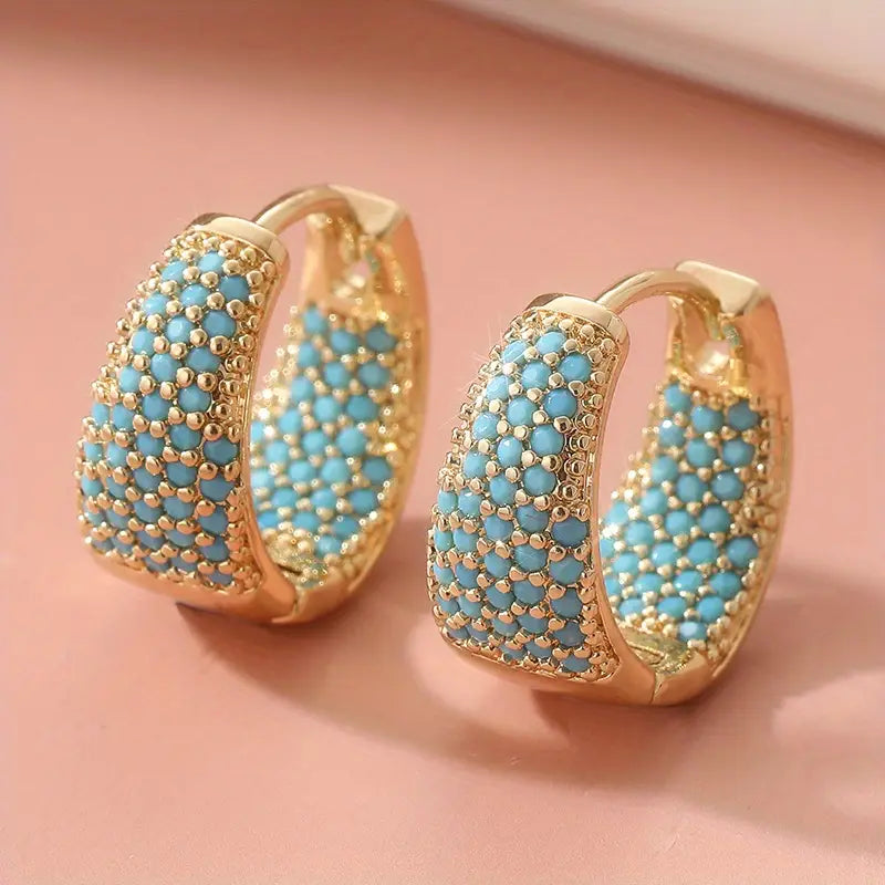 Aros de Turquesa Dorada | Oro