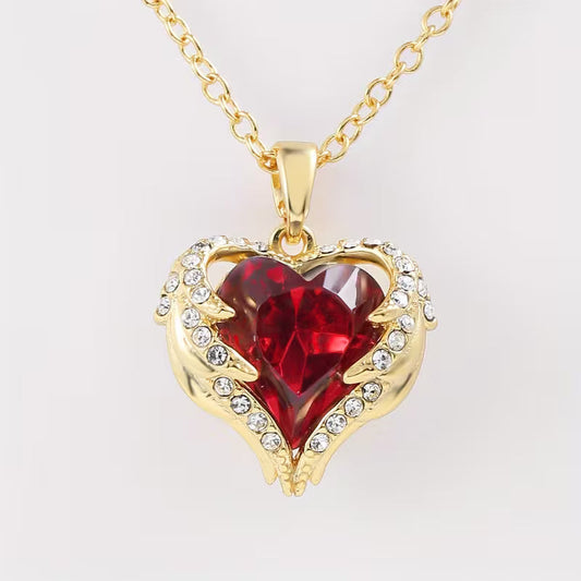 Collar Corazón Rubí Ángel | Oro