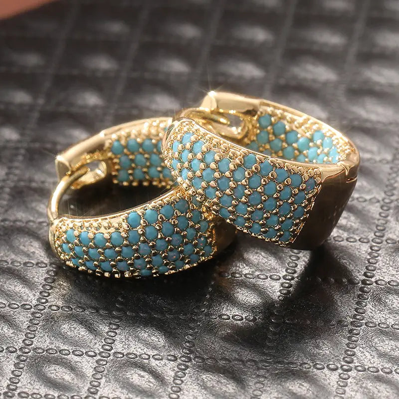 Aros de Turquesa Dorada | Oro