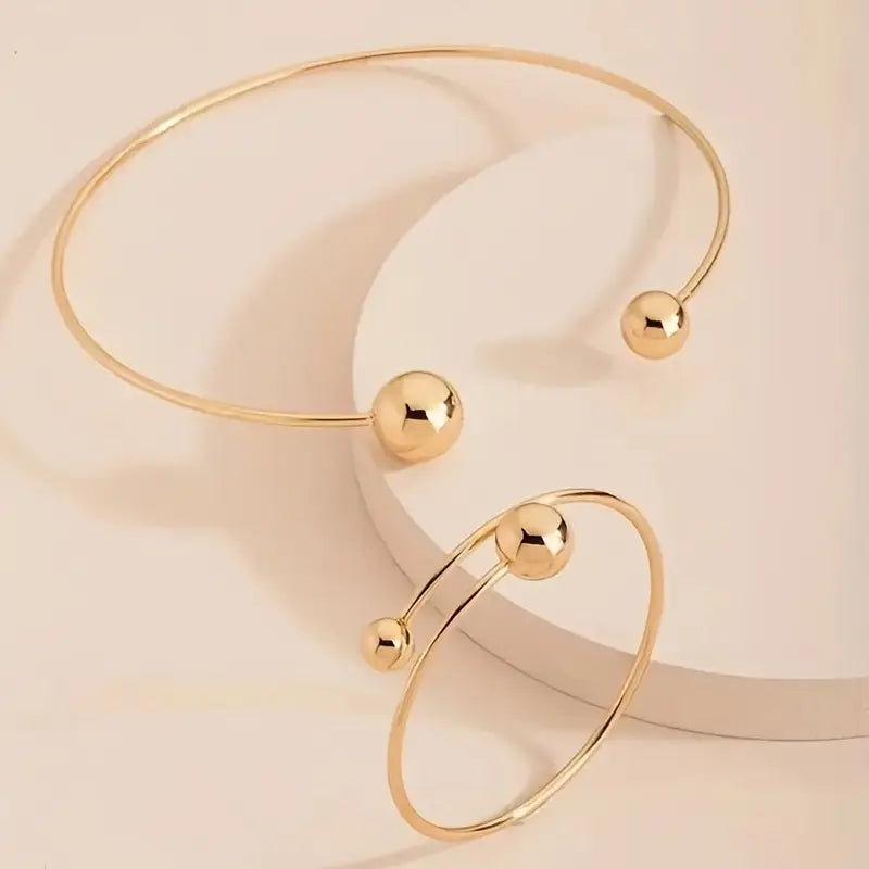 Set Collar y Pulsera Minimalista Glow | Oro