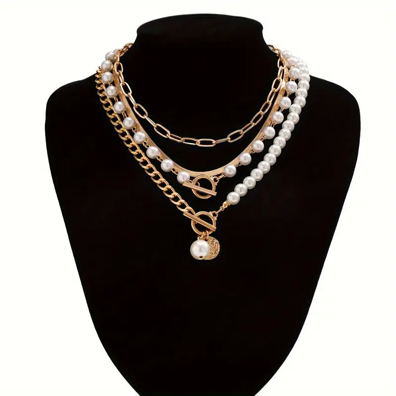 Set Collar Serpiente y Perlas Vintage | Oro