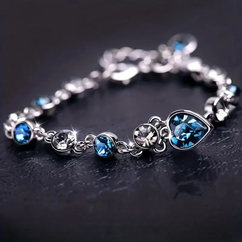 Pulsera Corazón Oceánico Glow | Oro Blanco