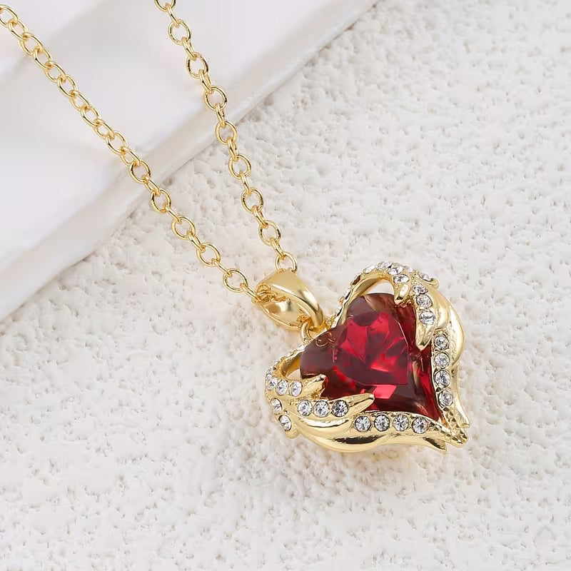 Collar Corazón Rubí Ángel | Oro