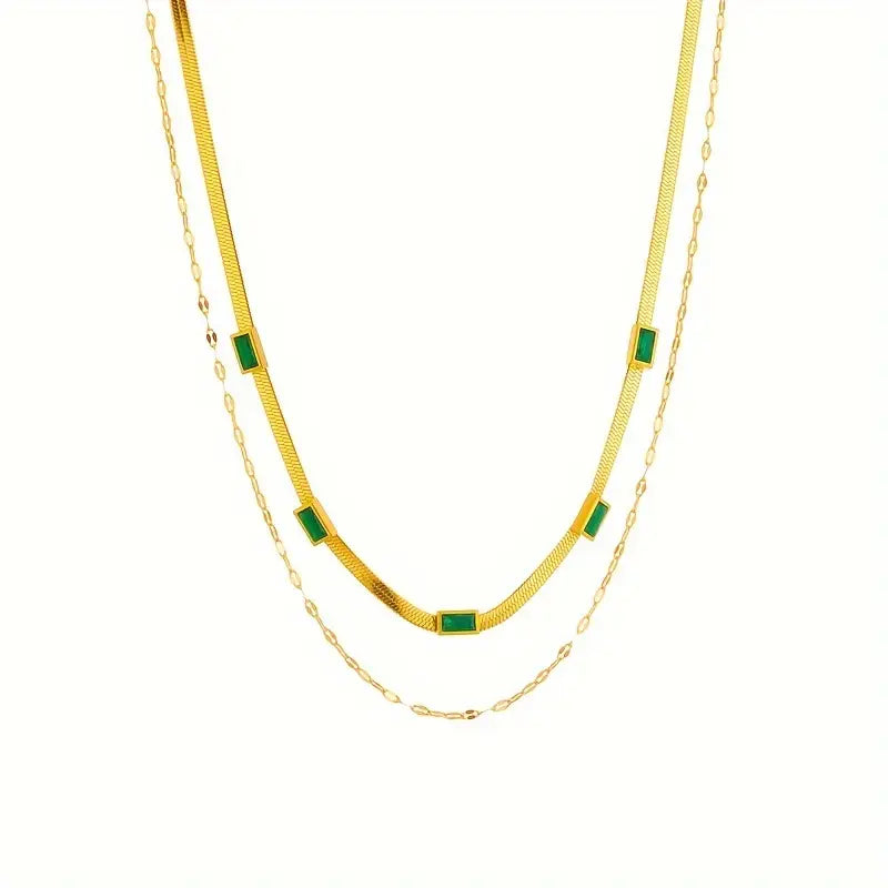 Collar Retro Doble Capa Sorella Gem | Oro