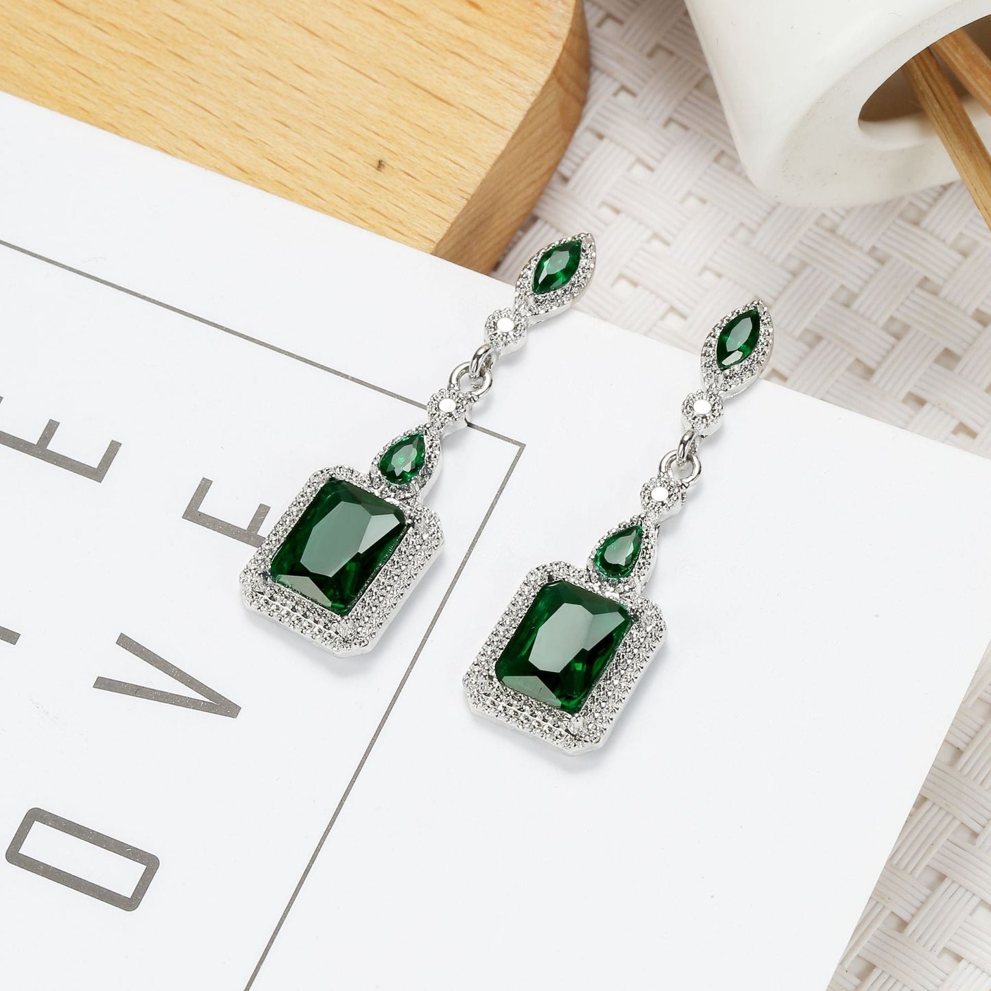 Pendientes Clarion Verdancia | Oro Blanco