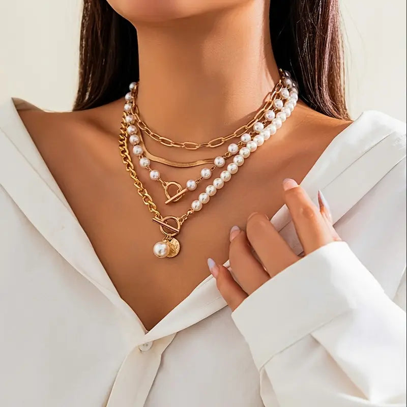 Set Collar Serpiente y Perlas Vintage | Oro