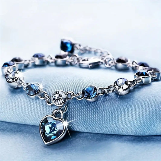 Pulsera Corazón Oceánico Glow | Oro Blanco