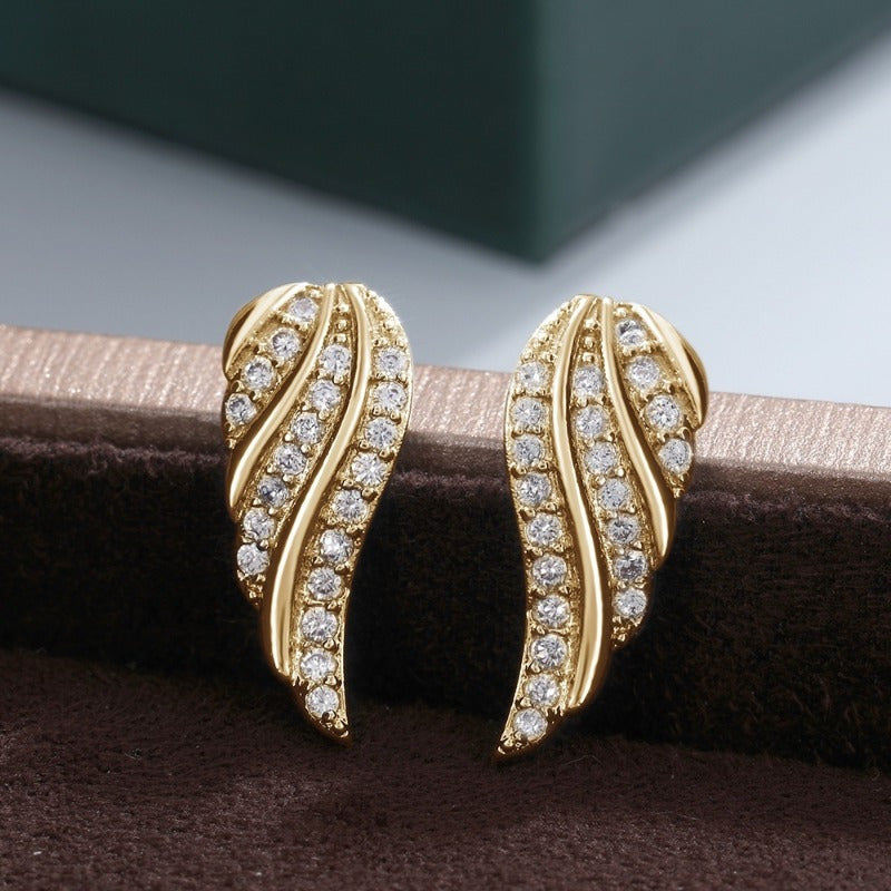 Pendientes Hoja Moderna Pavé | Oro