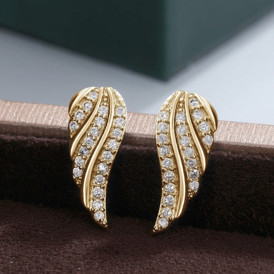 Pendientes Hoja Moderna Pavé | Oro
