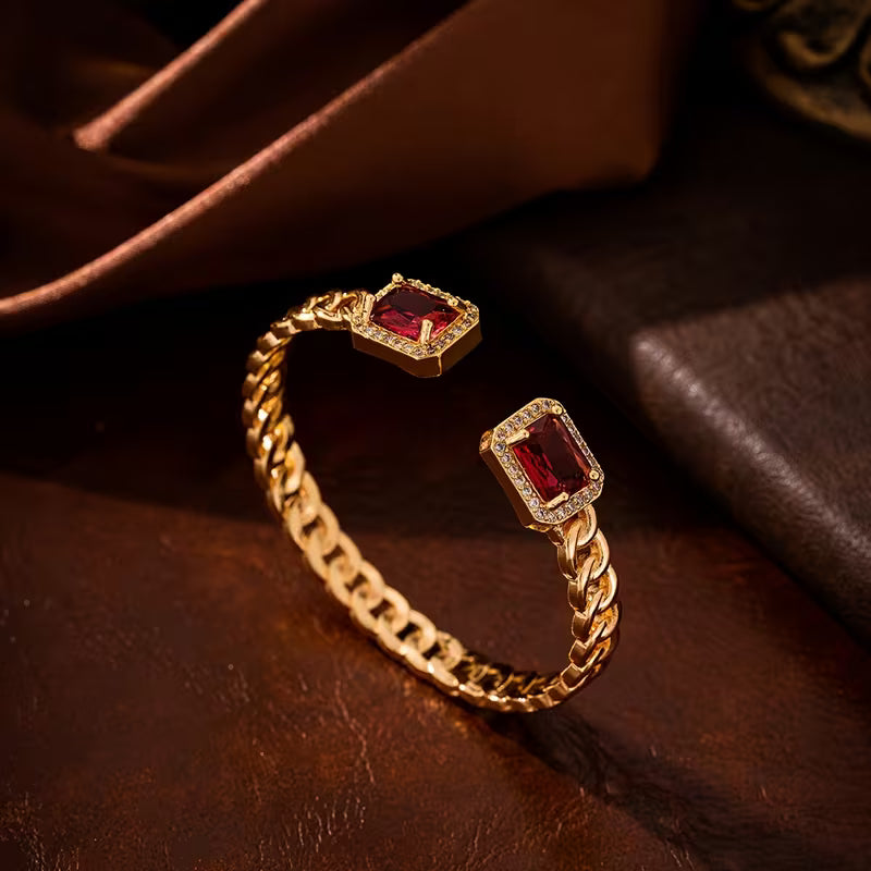 Pulsera Abierta Veloria Rubí | Oro