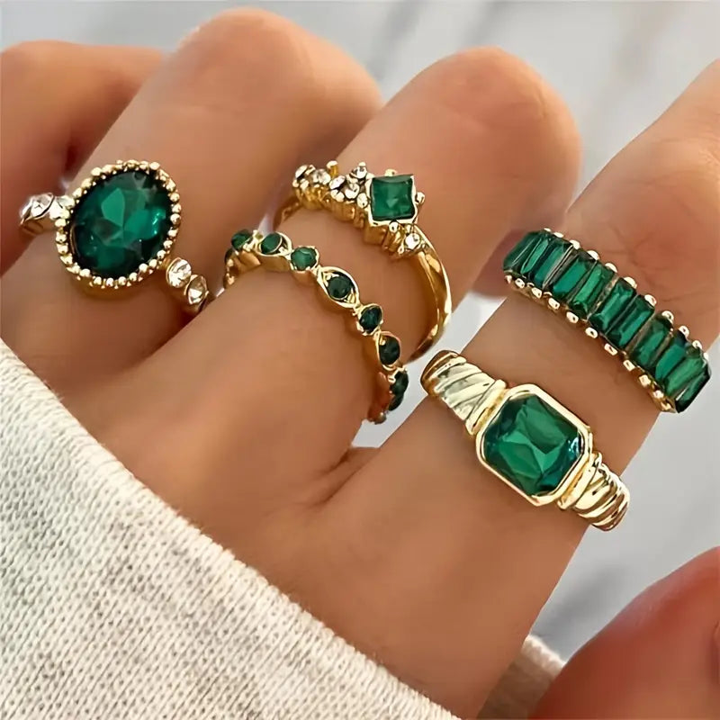 Set de Anillos Esmeralda Zarina | Oro