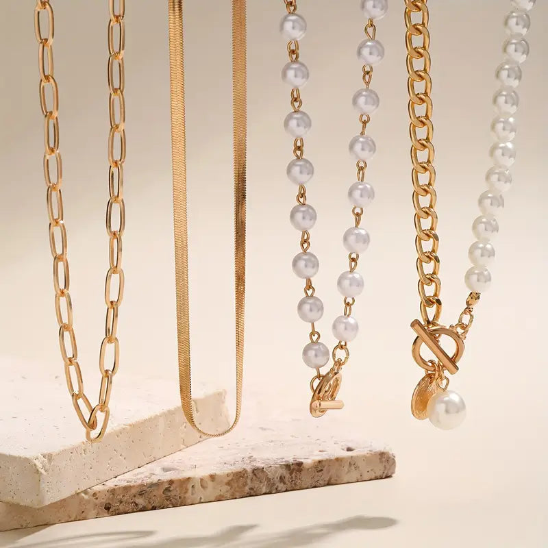 Set Collar Serpiente y Perlas Vintage | Oro