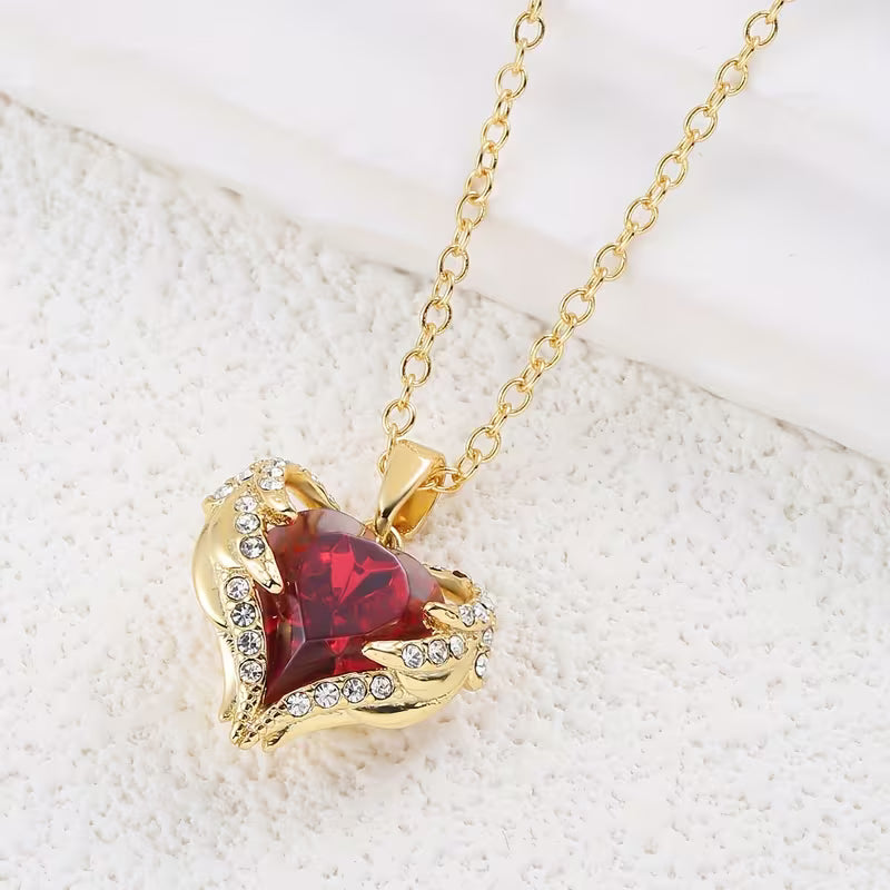 Collar Corazón Rubí Ángel | Oro