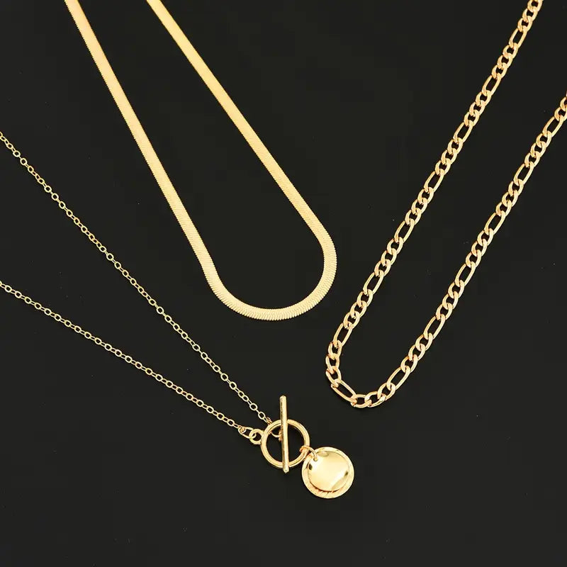 Collar Moneda Texturizada por Capas Savira | Oro