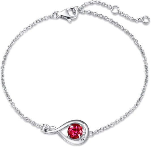 Pulsera Infinito Rubí | Oro Blanco