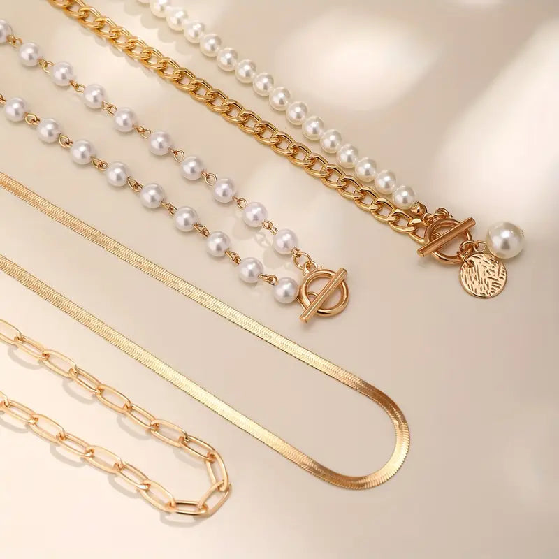 Set Collar Serpiente y Perlas Vintage | Oro