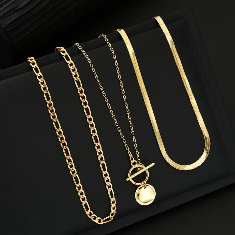 Collar Moneda Texturizada por Capas Savira | Oro