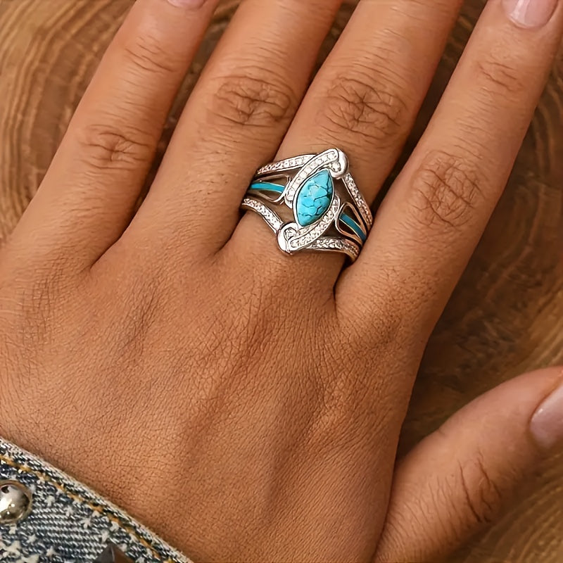 Anillo Statement Marquesa Turquesa | Oro Blanco