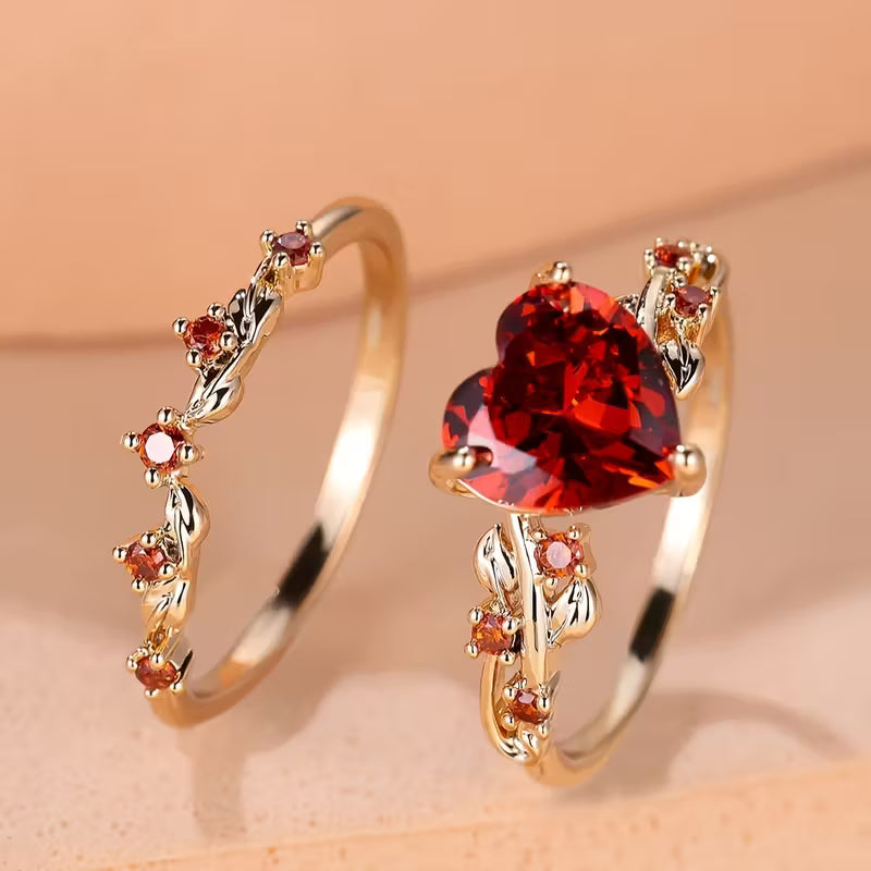 Set de Anillos Corazón Redvine | Oro