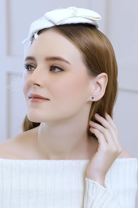 Pendientes Studs Zafiro Clásico | Oro Blanco