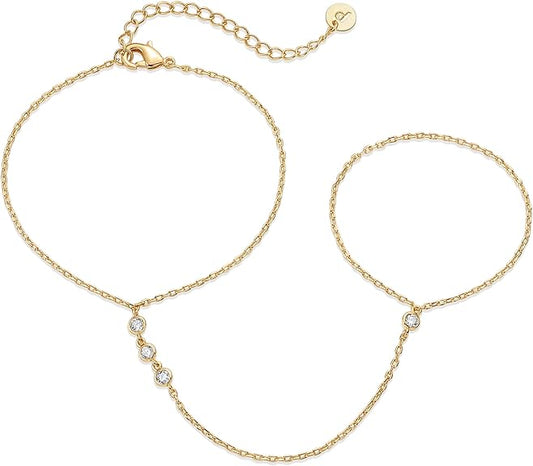 Pulsera Cadena de Mano con Cuentas | Oro