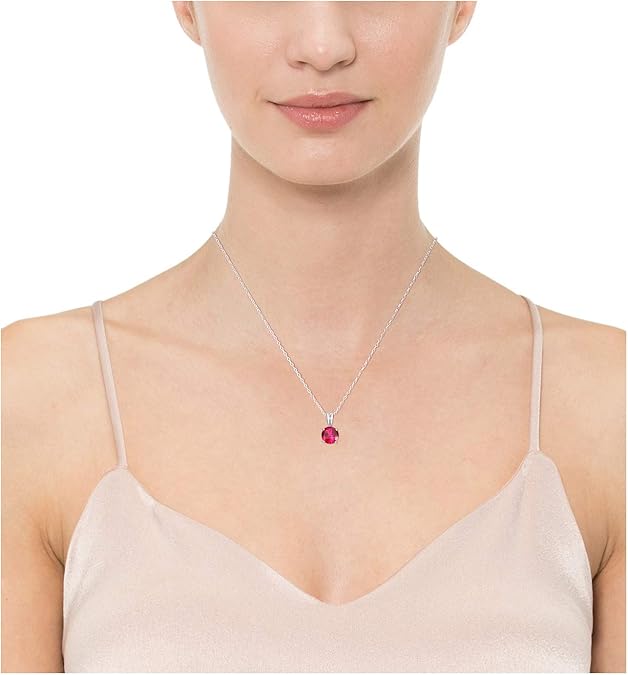 Collar Rubí Corte Redondo | Oro Blanco