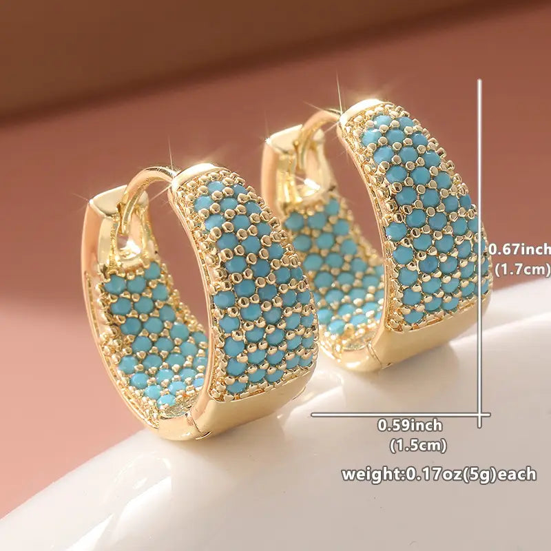 Aros de Turquesa Dorada | Oro