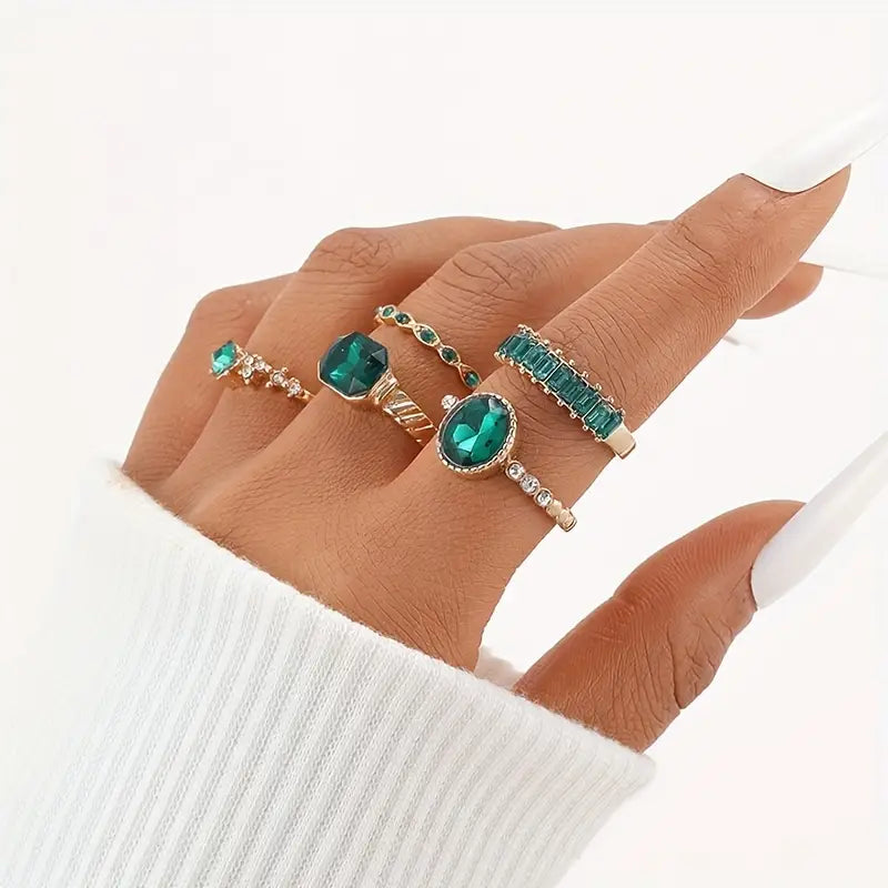 Set de Anillos Esmeralda Zarina | Oro