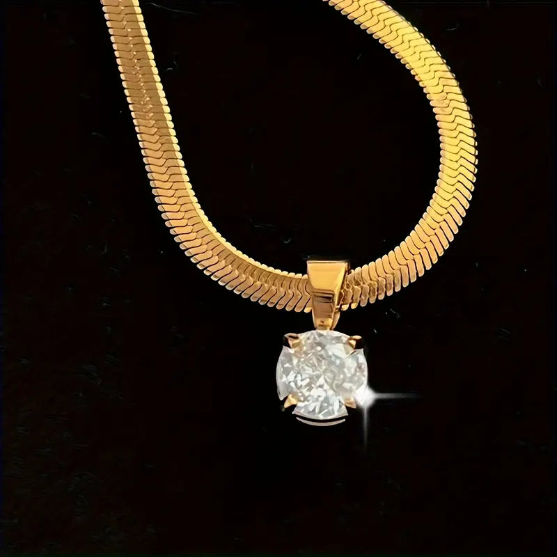 Collar Colgante Elegante con Strass | Oro