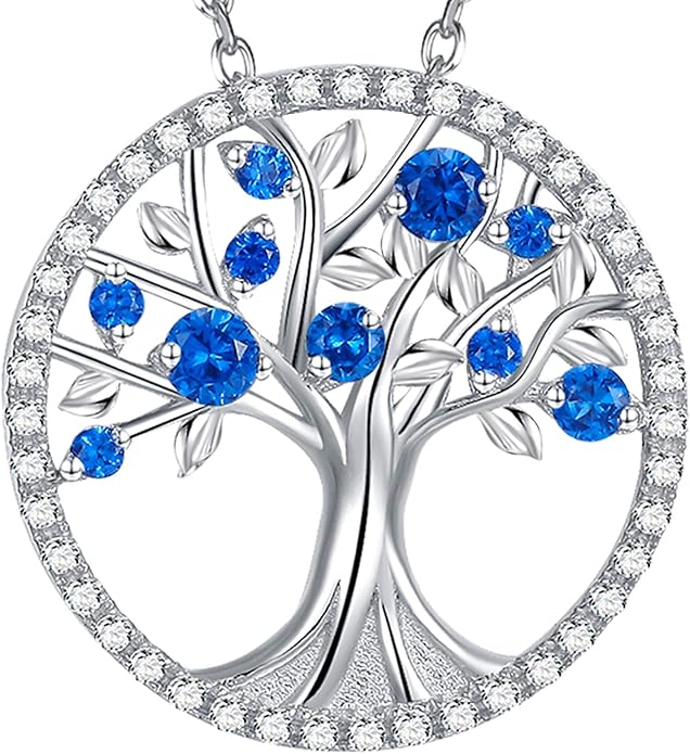 Collar Árbol de la Vida Zafiro | Oro Blanco