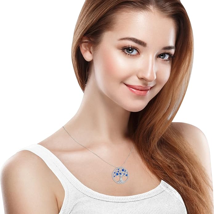 Collar Árbol de la Vida Zafiro | Oro Blanco