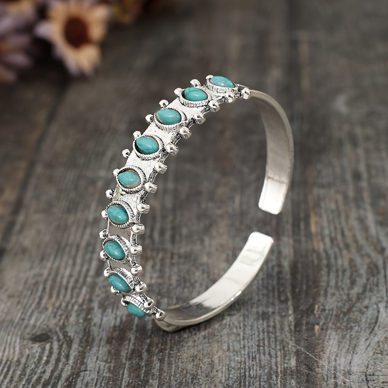 Pulsera Cuff Turquesa Azmira | Oro Blanco