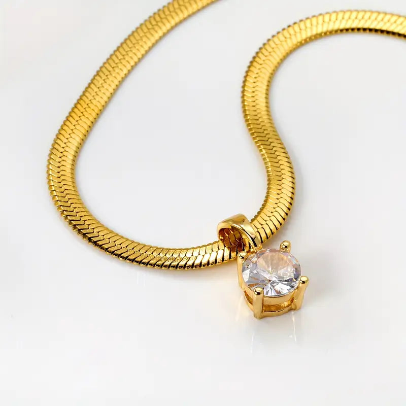 Collar Colgante Elegante con Strass | Oro