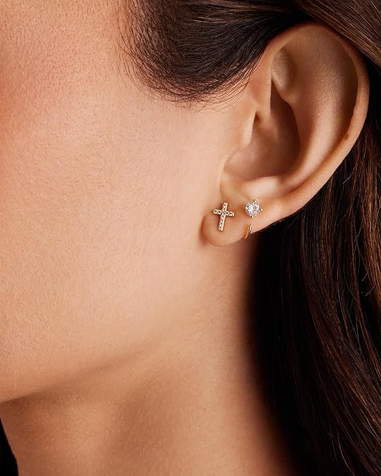 Pendientes Studs Cruz Pavé | Oro