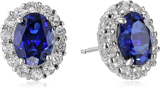 Pendientes Studs Zafiro Blanco Ovalado | Oro Blanco