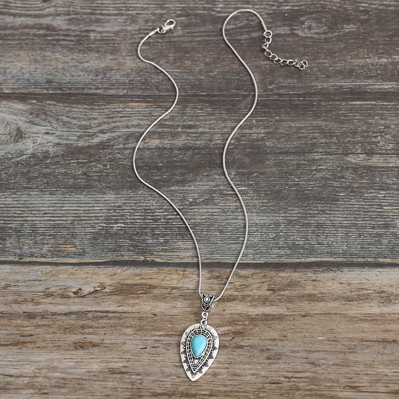 Collar Lágrima Turquesa Arlisse | Oro Blanco
