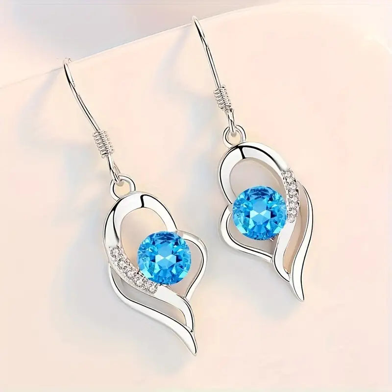 Pendientes Colgantes Eclipse Corazón | Oro Blanco