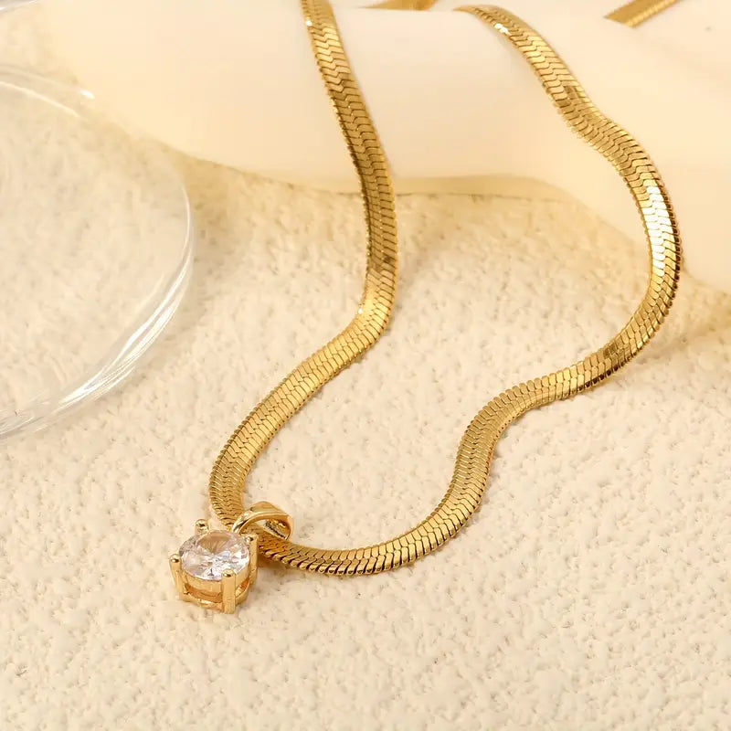 Collar Colgante Elegante con Strass | Oro
