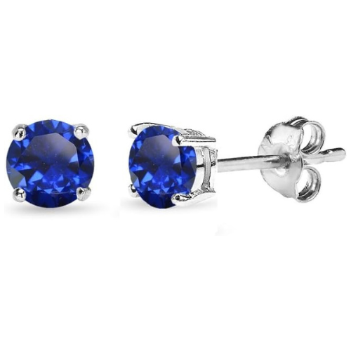 Pendientes Studs Zafiro Clásico | Oro Blanco