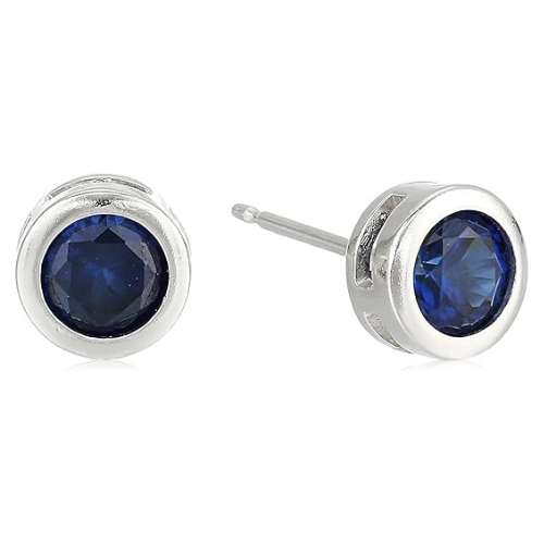Pendientes Studs Bisel Zafiro | Oro Blanco