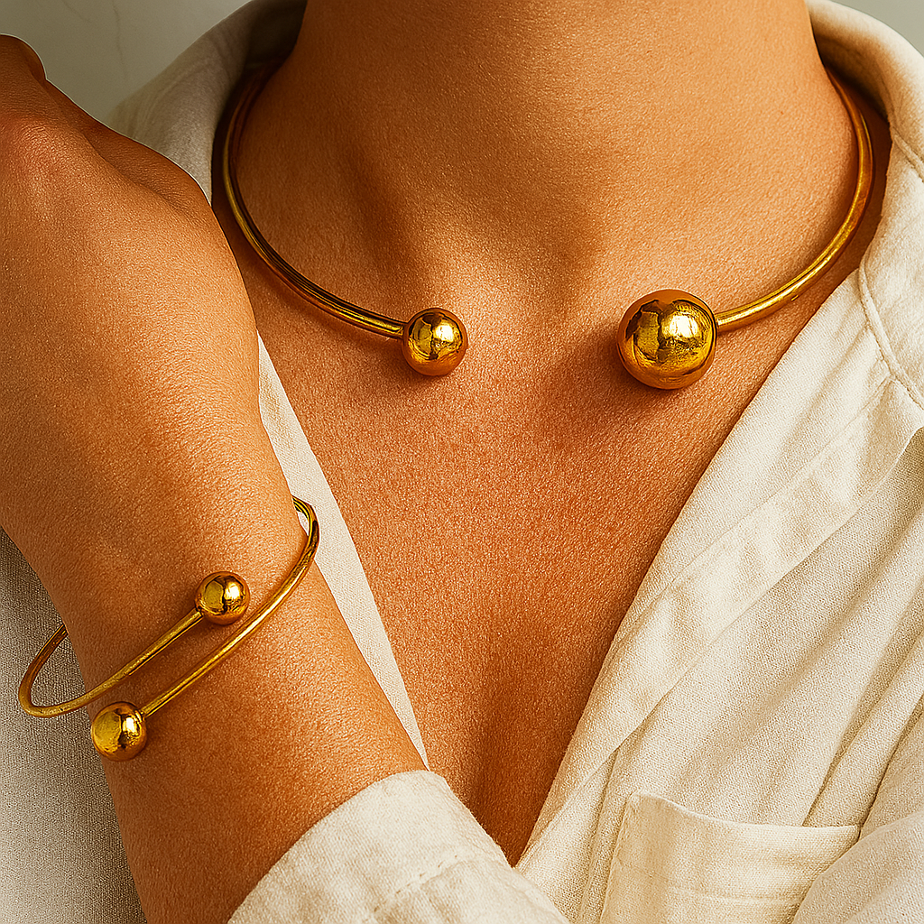 Set Collar y Pulsera Minimalista Glow | Oro