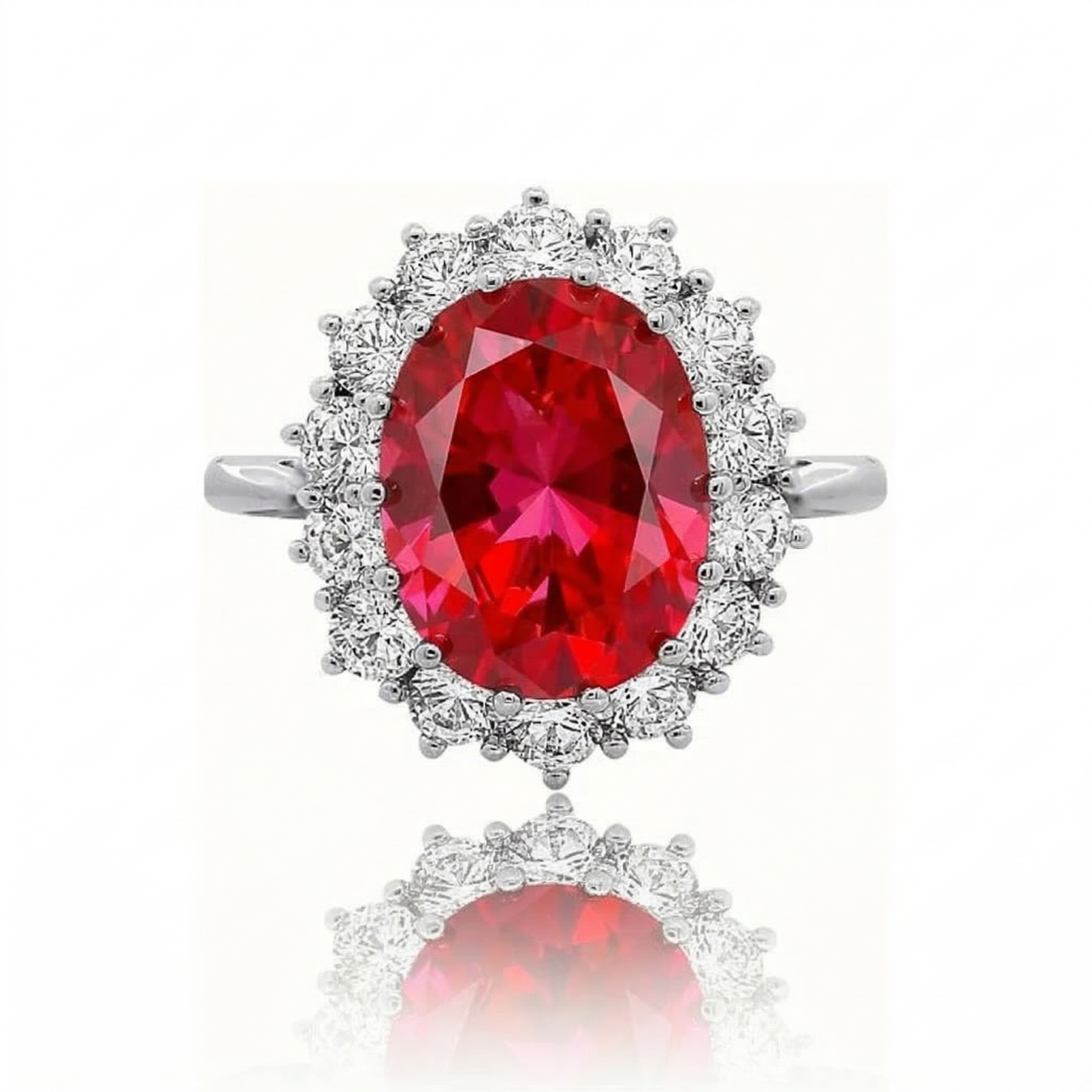 Anillo Corona Escarlata Rubí | Oro Blanco