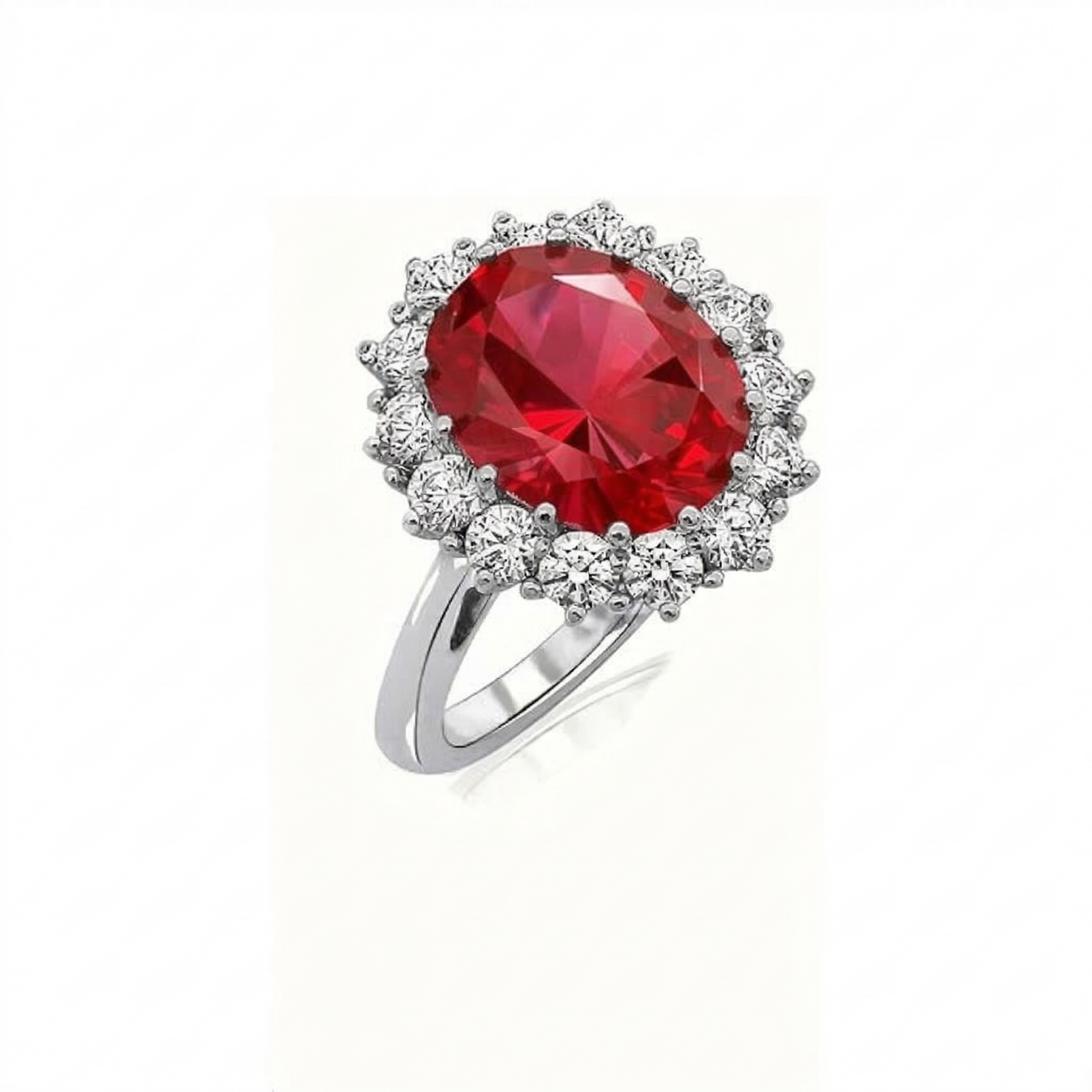 Anillo Corona Escarlata Rubí | Oro Blanco