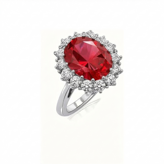 Anillo Corona Escarlata Rubí | Oro Blanco