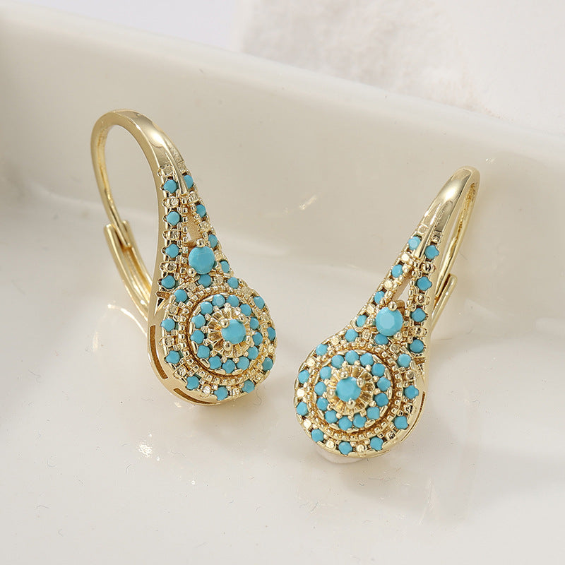 Pendientes Racimo Turquesa Valenne | Oro