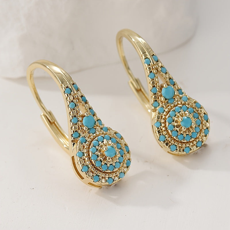 Pendientes Racimo Turquesa Valenne | Oro