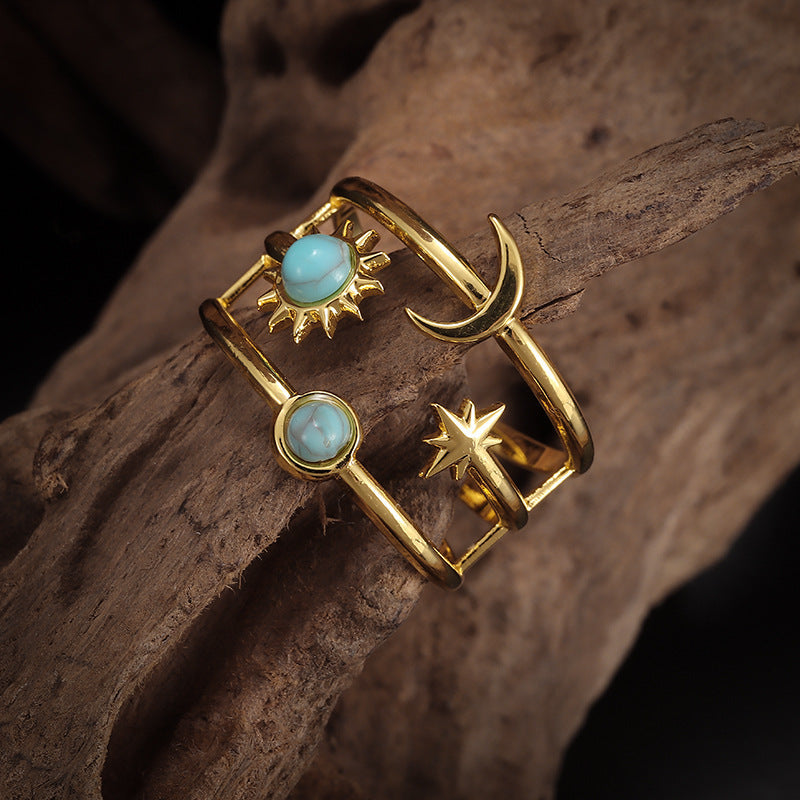 Anillo Órbita Turquesa Soluna | Oro