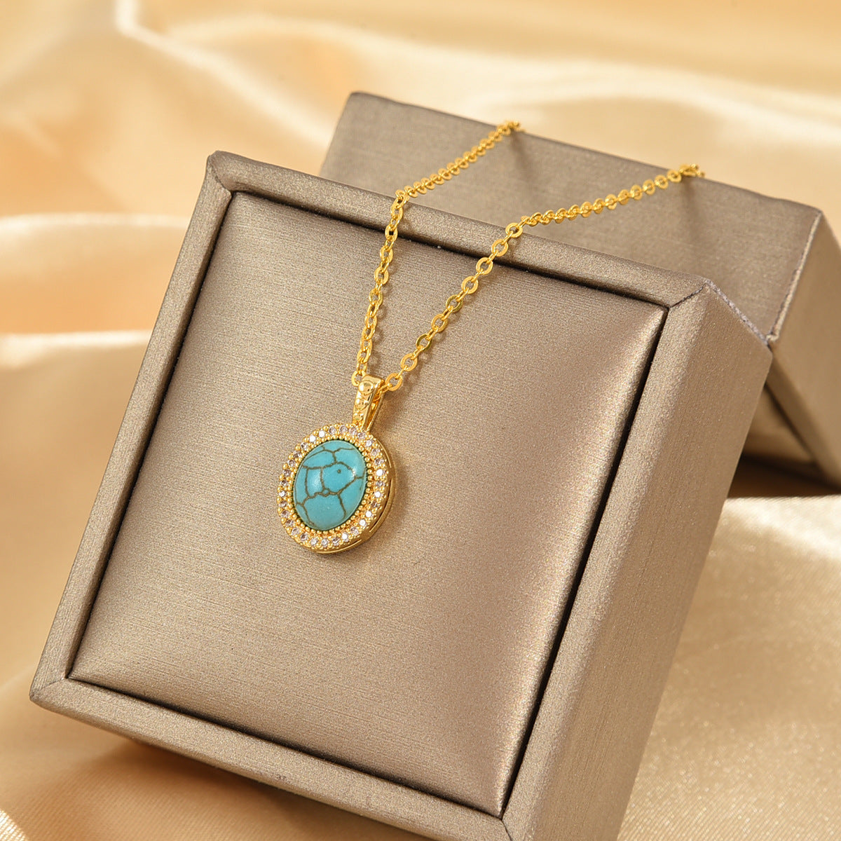 Collar Flor Azul Calysse | Oro